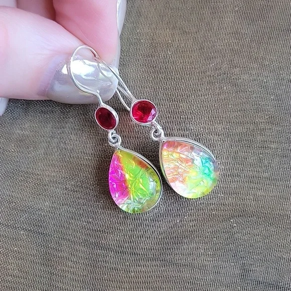 Dichroic Glass Earrings - Picture 6 of 6